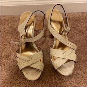 COACH Dani  "Snakeskin" Embossed Platform Sandal